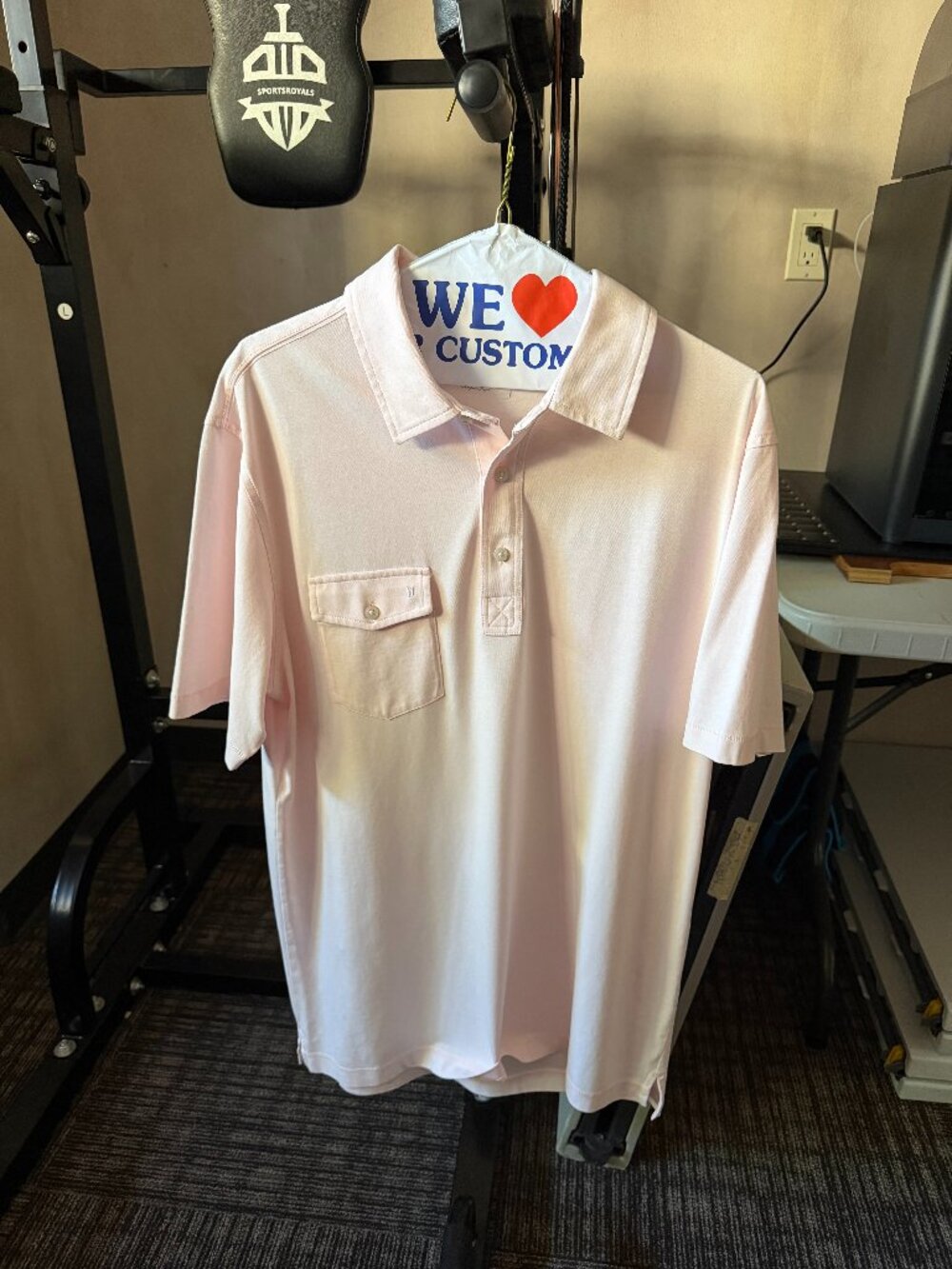 Linksoul Men’s Pink Luxury Cotton Pocket Golf Polo Medium